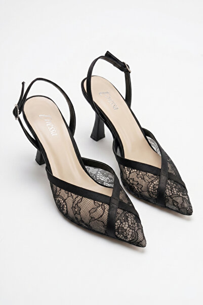 Black Lace Custom Design Casual 7cm Heel Shoes
