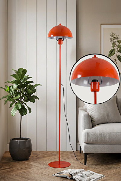 Luna Single Leg Orange Metal Floor Lamp Living Room & Bedroom & Living Room Floor Lamp