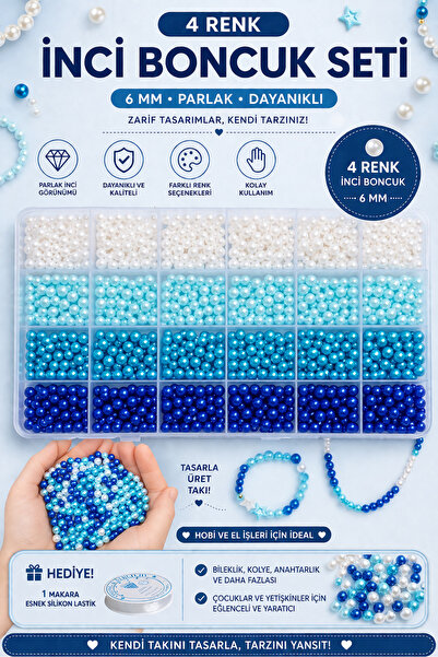By MO Accessories مجموعة صنع المجوهرات باللون الأزرق الداكن مع خرز اللؤلؤ الأ...