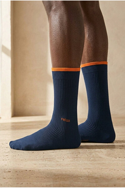 Katia&Bony Ανδρικές κάλτσες Relax με τύπωμα Πράσινες Κάλτσες Ναυτικό Μπλε