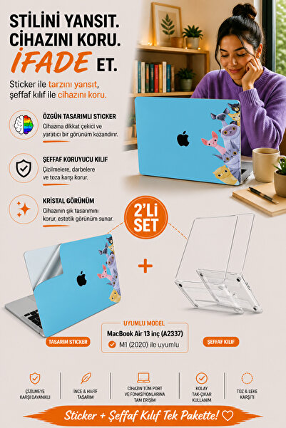 Mcstorey Macbook Air M1 Kılıf 13inç Sticker Yapıştırma A2337 Ile Uyumlu Koruy...