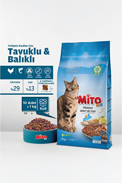LaMitoMix Adult Cat Tavuklu ve Balıklı Renkli Taneli Yetişkin Kedi Maması 1Kg...