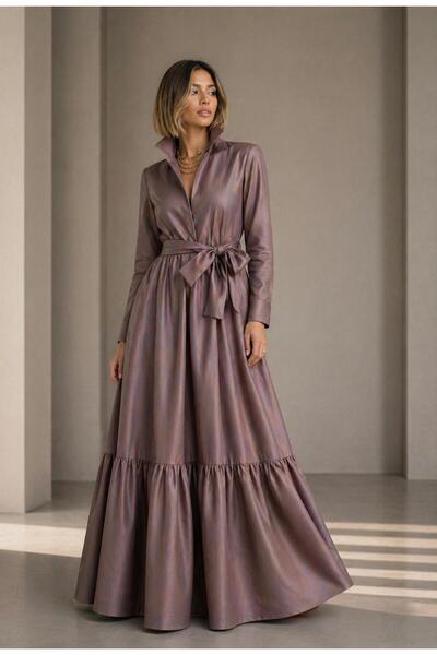 UNTIMELY Ruffle Detailed & Belted Maxi Length Stylish Shirt Dress