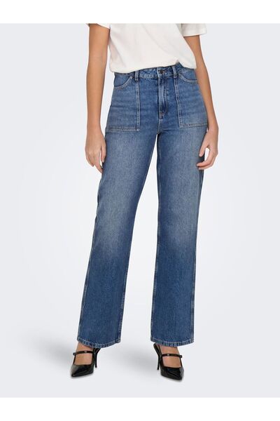 JDY Jeans mit weitem Bein JDYMAYA Hohe Taille Weiter Beinschnitt Jeans