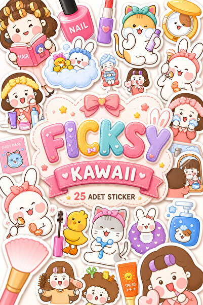 Ficksy Kawaii Beauty Themed Sticker Set - 25 Sticker Stickers