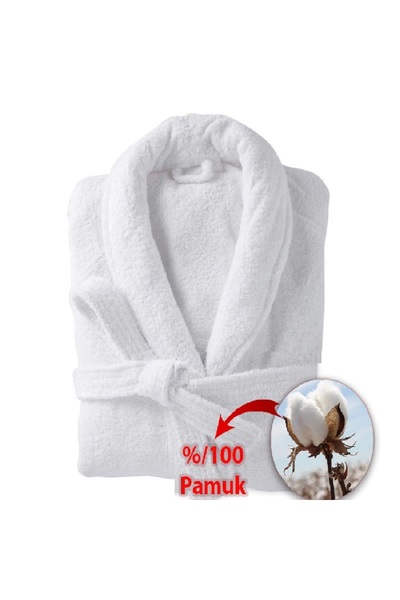 Rns Halat de baie de hotel 2 bucăți Halat de baie alb cu buzunar dublu 100% b...