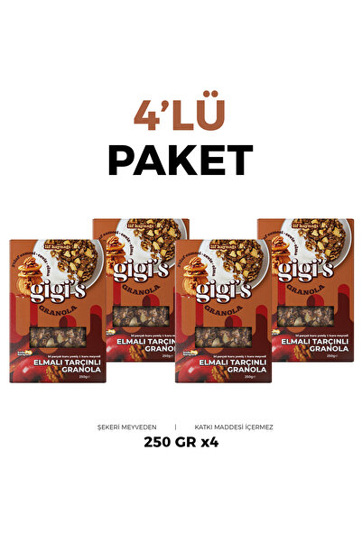 gigi's Elmalı Tarçınlı Granola 4x250g - Ballı, Kıtır Cevizli, Muz