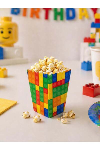 Parti Adresi Lego Temalı Karton Mısır Kutusu Popcorn Kutusu