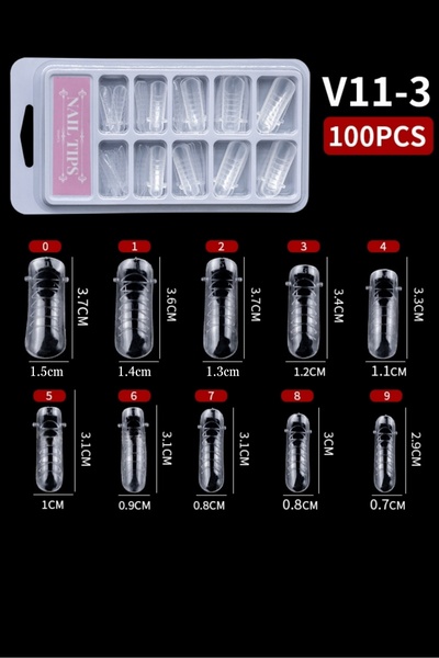 Easy Beauty 10 Farklı Boy 100 Adet Ölçekli Poly Jel Kalıp Tips Farklı Şekille...