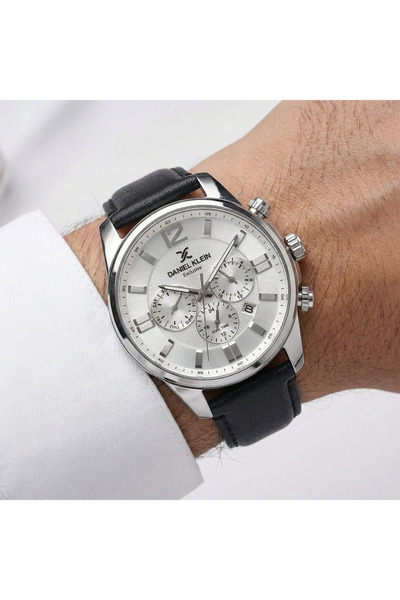 Daniel Klein Exclusive Black Leather Watch for Men DK.6.14231-1