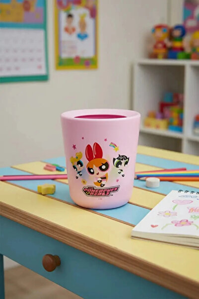 Miniso Powerpuff Girls Lisanslı Çift Cidarlı Çöp Kovası Masaüstü ve Oda Tipi ...