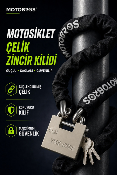 Motobros MT-458 Motosiklet Kilidi Motor Kilidi 10mm Güçlendirilmiş Çelik Zinc...