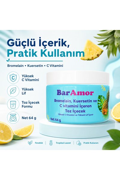BarAmor مشروب مسحوق مع البروميلين والكويرسيتين وفيتامين سي