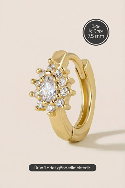 Hetra Altın Renkli Cerrahi Çelik Halo Montür Zirkon Taşlı Halka Piercing – He...