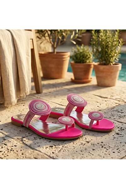 A.FRM Patterned Round Stone Slippers