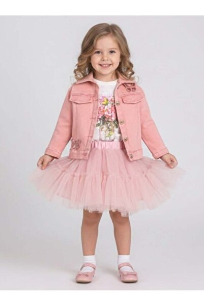 Cumino Girl's 3-Piece Set with Denim Jacket and Tutu Skirt, Ages 2-5, Pink