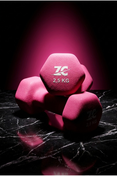 Zepca 2,5 Kg Profesyonel Pembe Neopren Kaplama Demir Dambıl - 2 Adet