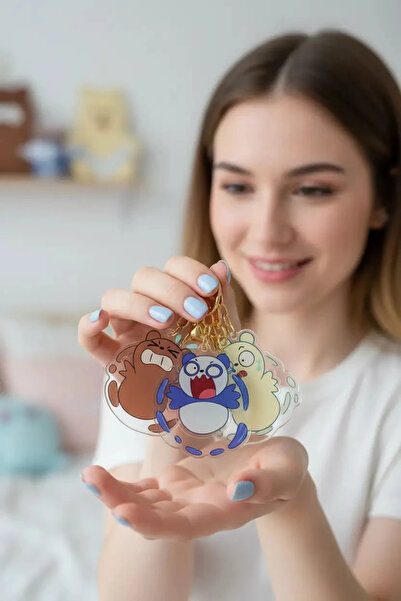 Miniso We Baby Bears Lisanslı Akrilik Anahtarlık – Dayanıklı Çanta Süsü ve Ak...