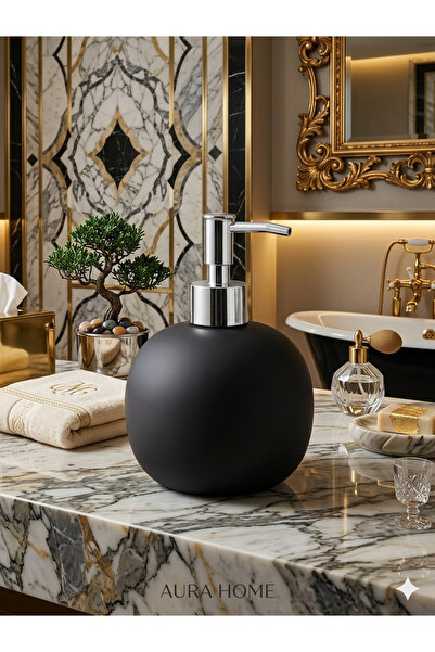 kasımoğulları concept Matte Ceramic Soap Dispenser – Round Design with Chrome...