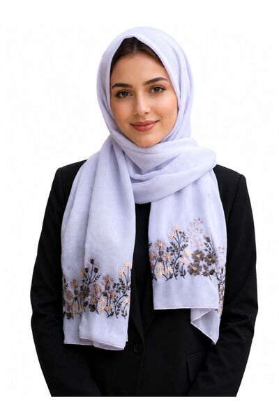 Veil Designer طرحة بوال ابيض طريز من الطرفين وردو اغصان ببقماش ياباني المقاس ...