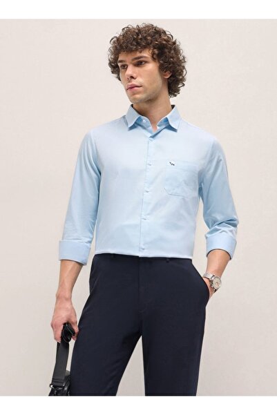 The Bear House Men's Light Blue Tailored Fit Solid Formal Shirt for Every Occ...