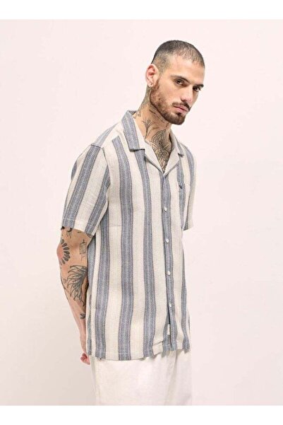 The Bear House Men's Multi-Color Vertical Stripe Regular Fit Casual Shirt for...