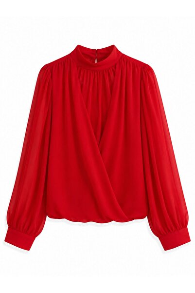 Serpirella Butik Bluză cu guler cu șireturi și talie elastică