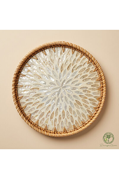 Renesse Home Cairo Handmade Rattan Tray 35 cm – Natural Wicker Presentation T...