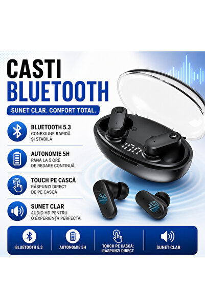 VALDUS Căști wireless VTS-210 Bluetooth 5.3, carcasă de 200 mAh, autonomie de...
