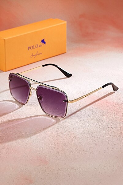 Poloair Unisex Kristal Uv 400 Korumalı Güneş Gözlüğü Mor-sarı