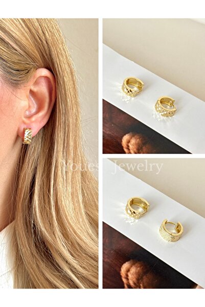 YOUES JEWELRY 316l 14 K ALTIN RENK Çelik CM VİP SERİ MİNİ HALKA KÜPE Lüx Renk...