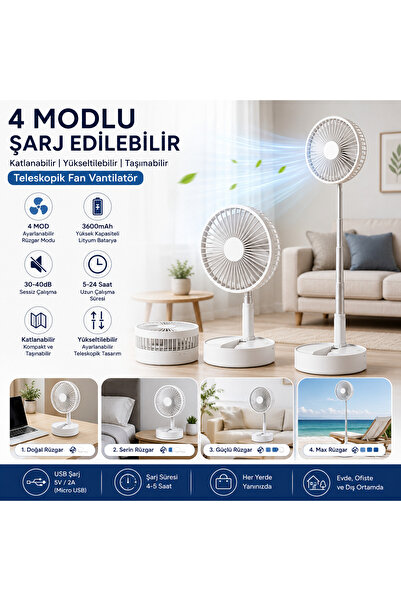 Eşya Dünyası 4 Modlu Şarj edilebilir Katlanabilir Yükseltilebilir Taşınabilir...