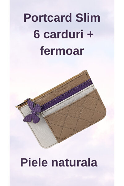 OEM Slim Genuine Leather Card Holder with zipper, 6 cards, Compact card Walle...