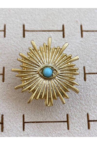 Luxiva Eye Detailed Beaded Sun Shaped Adjustable Steel Women's Ring