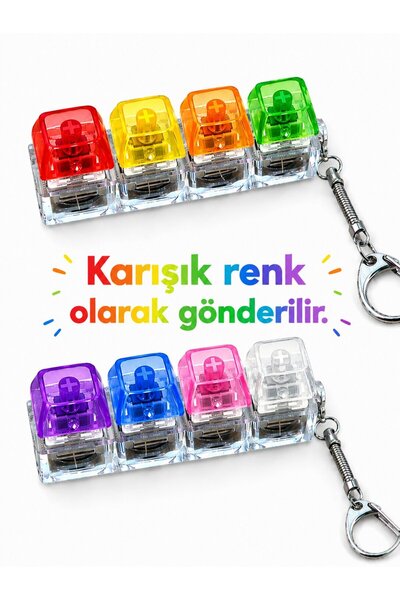 Akıllı Cep Dünyası Çok Renkli 4 Tuşlu Işıklı Stres Atıcı Tuş Anahtarlık Mekan...