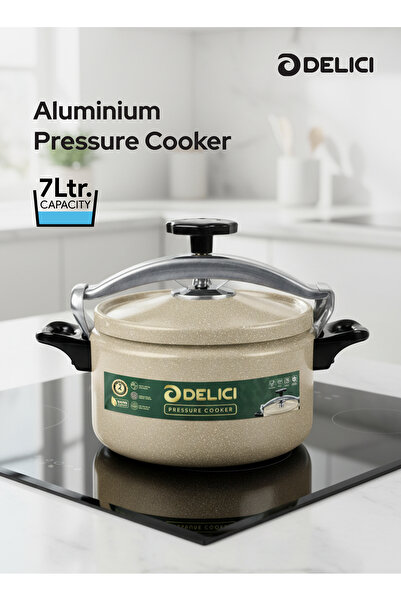 DELICI Aluminium Pressure Cooker 7 Litre – Durable Build, Safe Lock, Strong B...