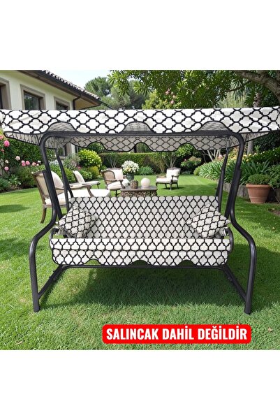 k kapella 3 KİŞİLİK SALINCAK LÜKS KILIF SETİ 10CM SÜNGERLİ ALAÇATI DESEN 3 Kİ...
