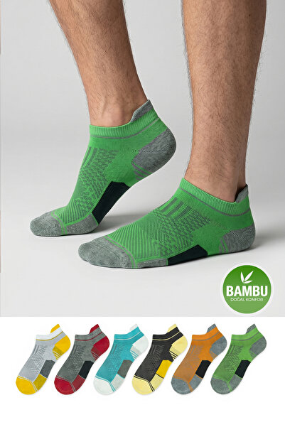 Go With 6'lı Bambu Renkli Güçlendirilmiş Yıkamalı Dikişsiz Yürüyüş Koşu Spor ...