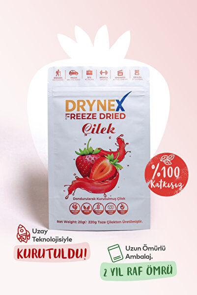 DRYNEX Freeze Dried Çilek Dondurularak Kurutulmuş Meyve Kurusu 20gr