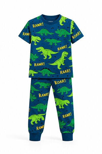 CQCQ Erkek Çocuk Rawr Dinozor Baskılı Pijama Takımı