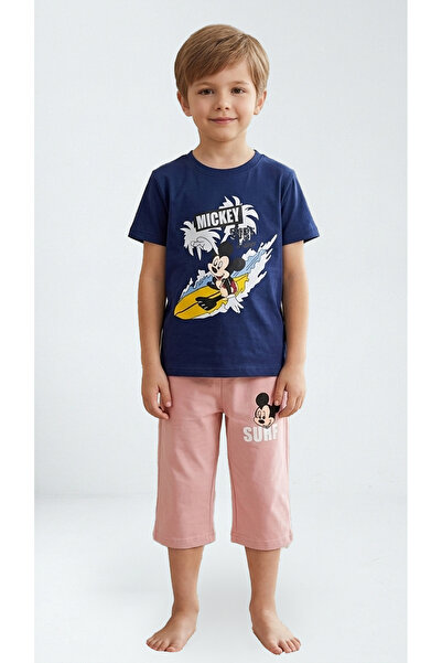 levanapajamas Children's Navy Surfer Pajama Set with Pink