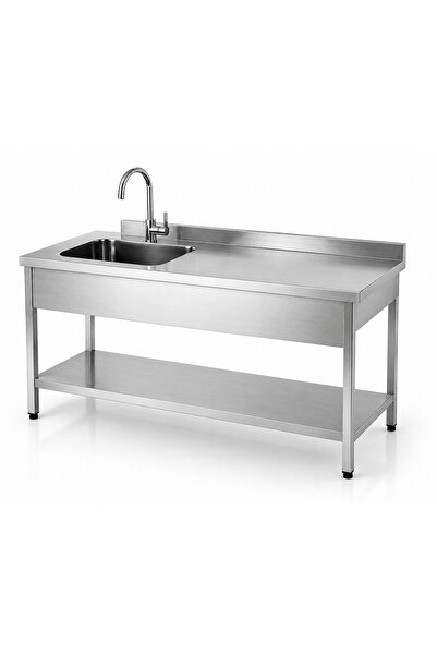 sc sonsesconcept Tek Evyeli Krom Çalışma Tezgahı, Paslanmaz , 150x60x85