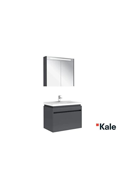 KALE Idea 2.0 80 Cm Parlak Antrasit Tek Çekmeceli Banyo Dolabı Takımı