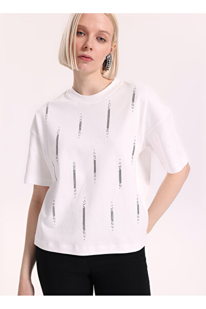 Fabrika Beyaz Kadın Loose Fit T-Shirt F6SL-TST0136
