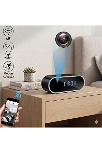 SICAK TAKİP 1080P HD Mini Wifi Masa Saati Gece Görüşlü Casus Gizli Kamera