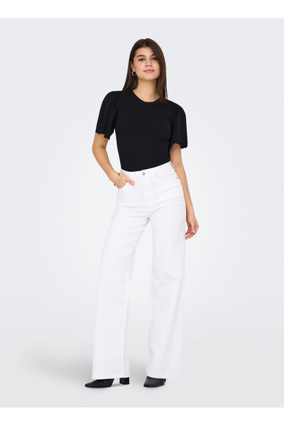 ONLY Beyaz Kadın Denim Pantolon ONLMADISON BLUSH HW WIDE DNM CRO NO