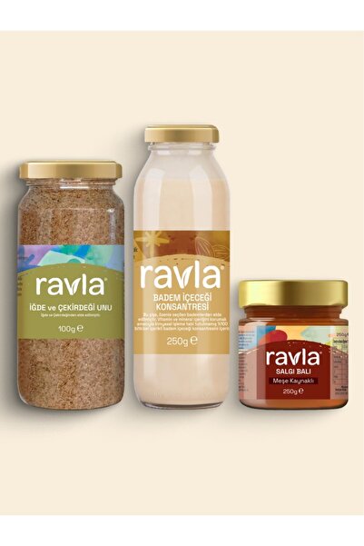 Ravla 3'lü Ürün - Badem Içeceği Konsantresi - 250g /salgı Balı (MEŞE KAYNAKLI...