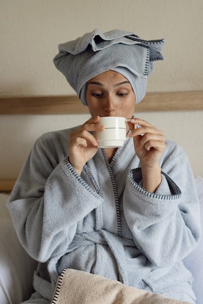 İrya Shadow 100% Cotton Women's Bathrobe Misty Blue