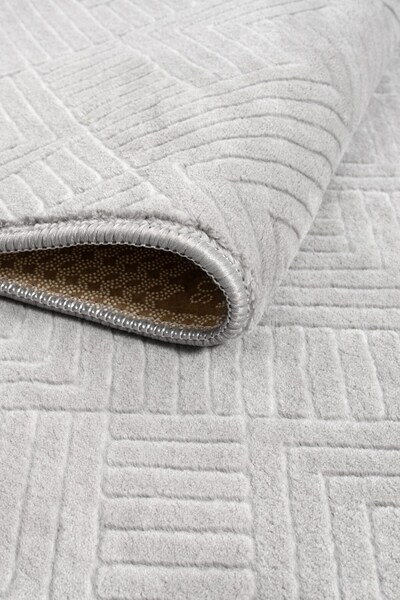 Valery Home Merinos Rölyef Aden Gri Kaymaz Taban Kesme Halı Yolluk Pon Pon