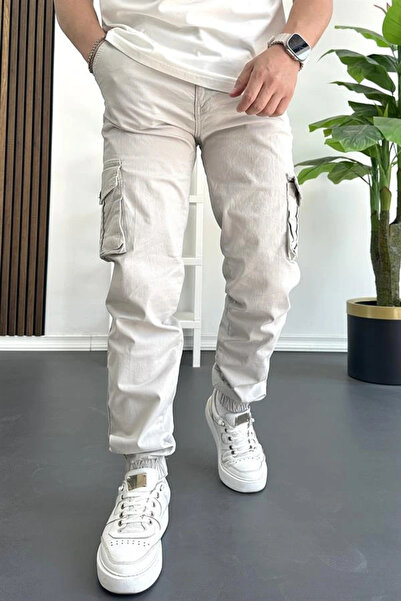 Edwox Pantaloni pentru bărbați cu buzunare cargo cu picior elastic, culoare p...
